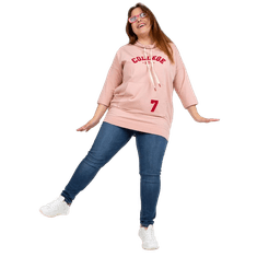 RELEVANCE Ženske dolge bombažne bluze plus size TAMARA roza RV-BZ-7879.16P_387547 Univerzalni