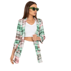 ITALY MODA Ženska jakna brez gumbov karirasta ASHLI zeleno-roza DHJ-MA-7684B-2.15_387944 2XL