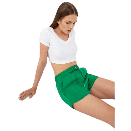RUE PARIS Ženske osnovne kratke hlače z žepi RUE PARIS zelena RV-SN-7994.15_388011