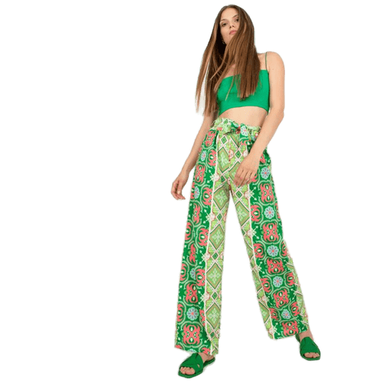 ITALY MODA Ženske vzorčaste široke hlače SHERRIE green DHJ-SP-13587.66P_388170