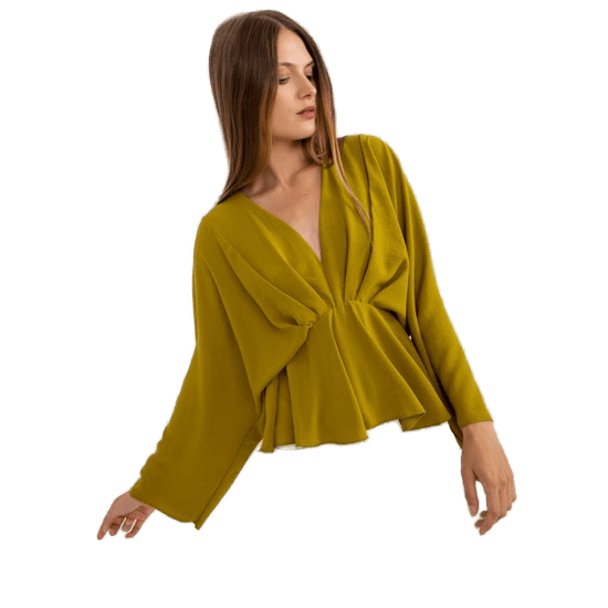 ITALY MODA Ženska bluza ena velikost z V izrezom KRISTIN olivna DHJ-BZ-11979.67_388244