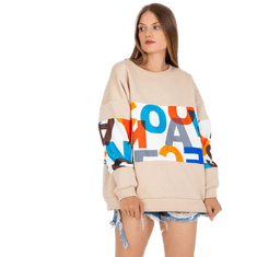 Ex moda Ženski pulover z oversize potiskom MADALYNN bež EM-BL-627.91_388360 L-XL