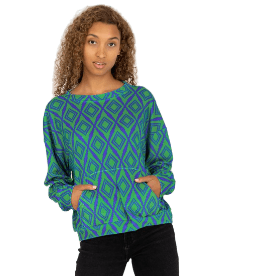 RUE PARIS Ženski pulover z zeleno-modrim potiskom RUE PARIS RV-BL-8188.50_389124