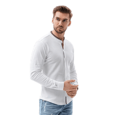 OMBRE Moška majica z dolgimi rokavi ABRA bela MDN15018 XXL