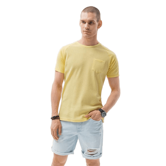 OMBRE Moška gladka srajca DECLAN rumena MDN15035
