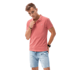 OMBRE Moška gladka polo majica VAL roza MDN18858 S