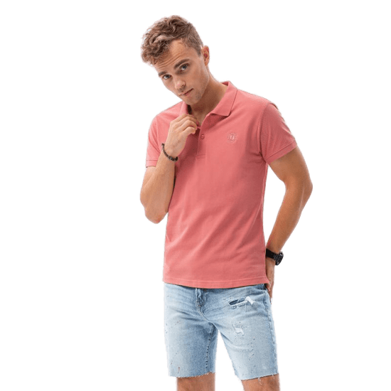 OMBRE Moška gladka polo majica VAL roza MDN18858