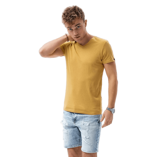 OMBRE Moška enobarvna majica NORRIS mustard MDN23845