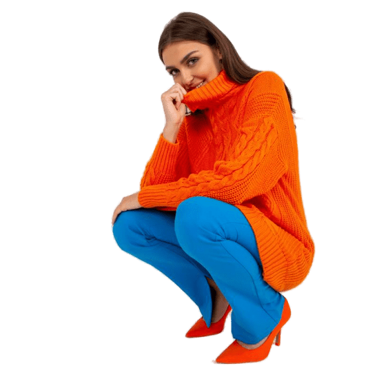RUE PARIS Ženski mini pulover karo pleten RUE PARIS oranžna LC-SW-8015.25P_390028