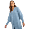 Ženski pulover z žepi dolg OCH BELLA svetlo moder TW-SW-BL-0100.38X_390051 Univerzalni