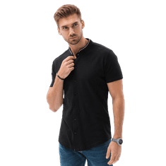 OMBRE Moška srajca s kratkimi rokavi GIDEON črna MDN120115 S