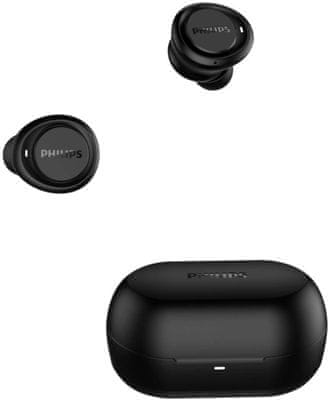 Brezžične udobne slušalke v ušesih Philips TAT1215 lep zvok dinamični pretvorniki polnilno ohišje odpornost na znoj in vodo način prostoročnega telefoniranja mikrofon