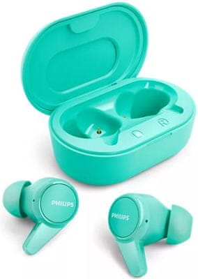 Brezžične udobne slušalke v ušesih Philips TAT1207 z lepim zvokom, dinamičnim pretvornikom, polnilnim ohišjem, je odporen na znoj in vodo način prostoročnega telefoniranja mikrofon