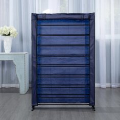 Northix Stojalo za čevlje s pokrovom, 9 polic - modro