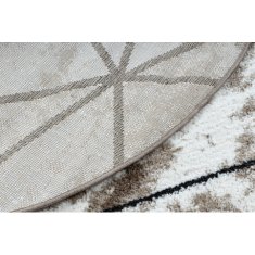 eoshop Moderna okrogla preproga COZY Poligoni, geometrijski, trikotniki - Strukturna, dve ravni flisa, rjava ( - Velikost: krog 120 cm)