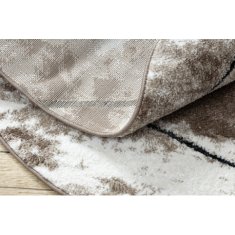 eoshop Moderna okrogla preproga COZY Poligoni, geometrijski, trikotniki - Strukturna, dve ravni flisa, rjava ( - Velikost: krog 120 cm)