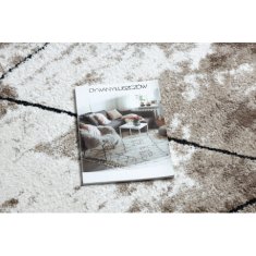eoshop Moderna okrogla preproga COZY Poligoni, geometrijski, trikotniki - Strukturna, dve ravni flisa, rjava ( - Velikost: krog 120 cm)