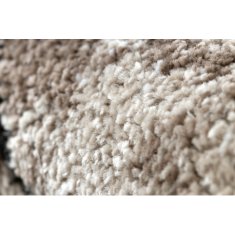 eoshop Moderna okrogla preproga COZY Poligoni, geometrijski, trikotniki - Strukturna, dve ravni flisa, rjava ( - Velikost: krog 120 cm)