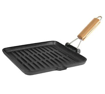 KINGHoff Litoželezna ponev za žar 24 cm indukcijska težka zložljiva ročaja KRISBERG KS-2563