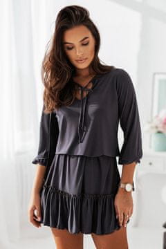 Ivon Ženska obleka z volančki Roksana graphite