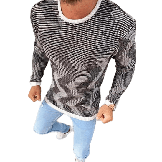 Dstreet Moški pulover v barvi ecru z vsemi črtami wx1613