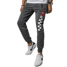Dstreet Moške hlače s potiskom sive barve HAS ux3041 XXL