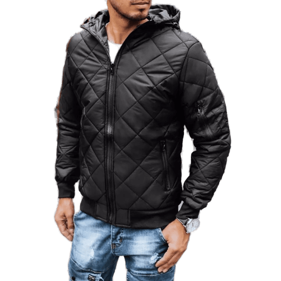 Dstreet Moška jesenska jakna s kapuco črna FALL tx2601z