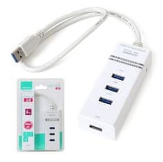 Omega USB vozlišče Omega OUH34W USB3.0 vozlišče HUB 4 PORT bela