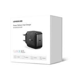 Ugreen fast 65w gan usb type c quick charge 3.0 power delivery charger (galijev nitrid) črn (cd217 70817)