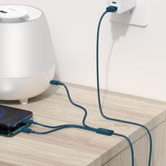 BASEUS 3v1 univerzalni kabel USB - Lightning / USB-C / micro USB 3,5 A 1,5 m modri