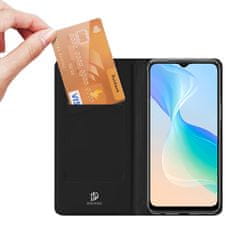 slomart dux ducis skin pro etui za vivo y35 / vivo y22 / vivo y22s ovitek flip card wallet stand black