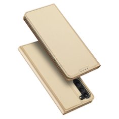 slomart dux ducis skin pro case za samsung galaxy s23+ flip card wallet stand gold