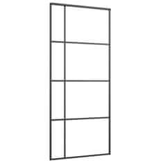Vidaxl Drsna vrata ESG steklo in aluminij 90x205 cm črna