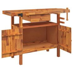 Greatstore Delovna miza s predalom in primeži 124x52x83 cm trdna akacija