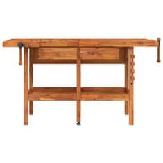 Greatstore Delovna miza s predali in primeži 162x62x83 cm trdna akacija