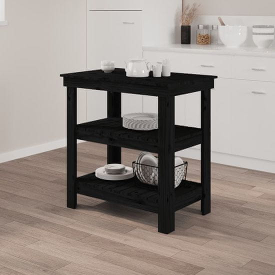 Vidaxl Delovna miza črna 78,5x50x80 cm trdna borovina