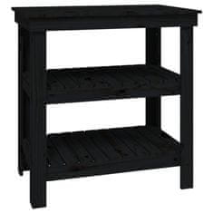 Vidaxl Delovna miza črna 78,5x50x80 cm trdna borovina