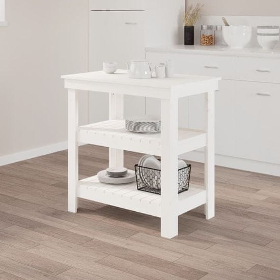 Vidaxl Delovna miza bela 78,5x50x80 cm trdna borovina