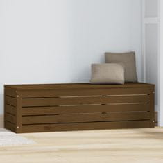 Vidaxl Škatla za shranjevanje med. rjava 109x36,5x33 cm trdna borovina