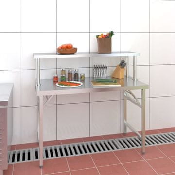 Vidaxl vidaXL Kuhinjska delovna miza s polico 120x60x115 cm nerjaveče jeklo