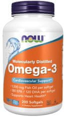 NOW Foods Omega-3, molekularno destilirana, 200 mehkih kapsul