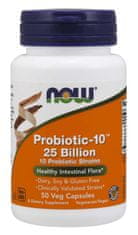 NOW Foods Probiotic-10, probiotiki, 25 milijard CFU, 10 sevov, 50 zeliščnih kapsul