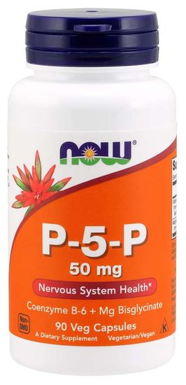 NOW Foods Vitamin B6 P-5-P, 50 mg, (vitamin v aktivni obliki), 90 kapsul