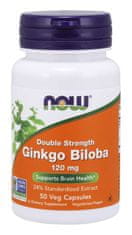 NOW Foods Ginkgo Biloba Double Strength, 120 mg, 50 zeliščnih kapsul