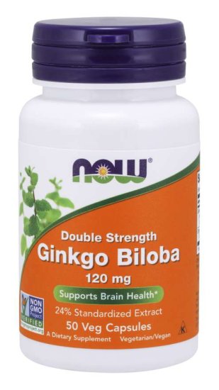 NOW Foods Ginkgo Biloba Double Strength, 120 mg, 50 zeliščnih kapsul