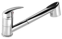 AQUALINE Kuhinjska pomivalna armatura s izvlečno prho, kromirana medenina