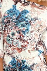 Numoco Ženska cvetlična obleka Yspanus bež-modra S