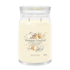 Yankee Candle Aromatična sveča Signature velik kozarec Soft Wool & Amber 567 g