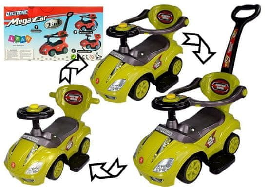 shumee Mega Car 3v1 Yellow Ride-On s potisnikom