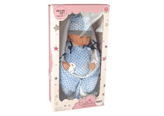 Lean-toys Dojenček punčka 46 cm Modra duda Zvezdasta odejica